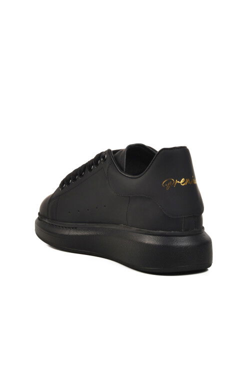 Siyah Hakiki Deri Erkek Sneaker Premium 02028 M