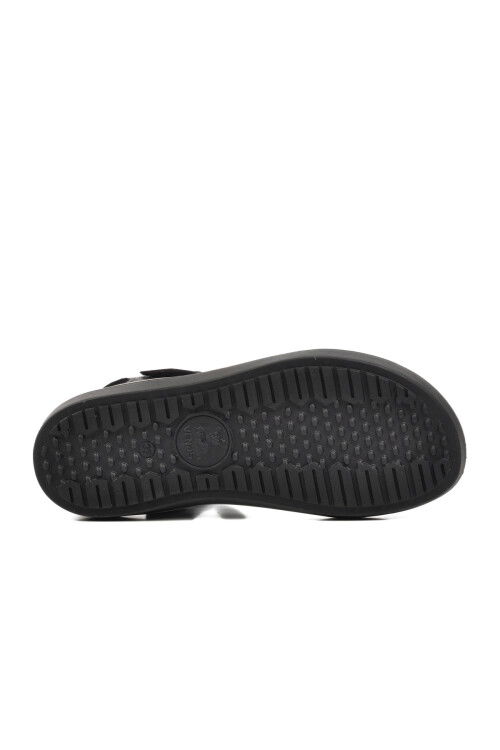 Siyah Hakiki Deri Kadın Düz Sandalet 202064Y Z