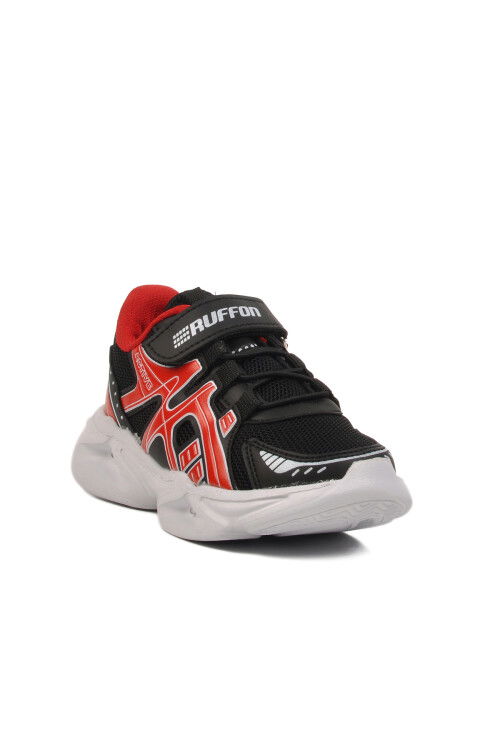 حذاء رياضي خفيف الوزن للأولاد من شبكة فيلكرو باللونين الأسود والأحمر 2351 P