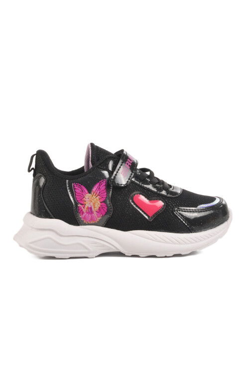 Black Lilac Velcro Mesh Girls Sneakers Ruffon F