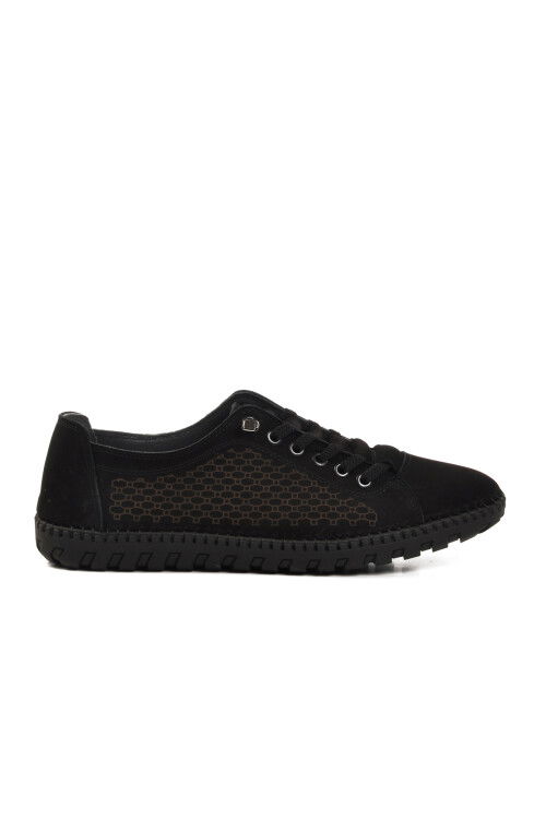 حذاء كاجوال رجالي من الجلد الطبيعي باللون الأسود A-255 M