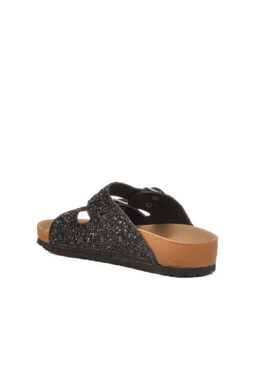 Black Stone Embroidered Lightweight Womens Slippers PC-7552 Z