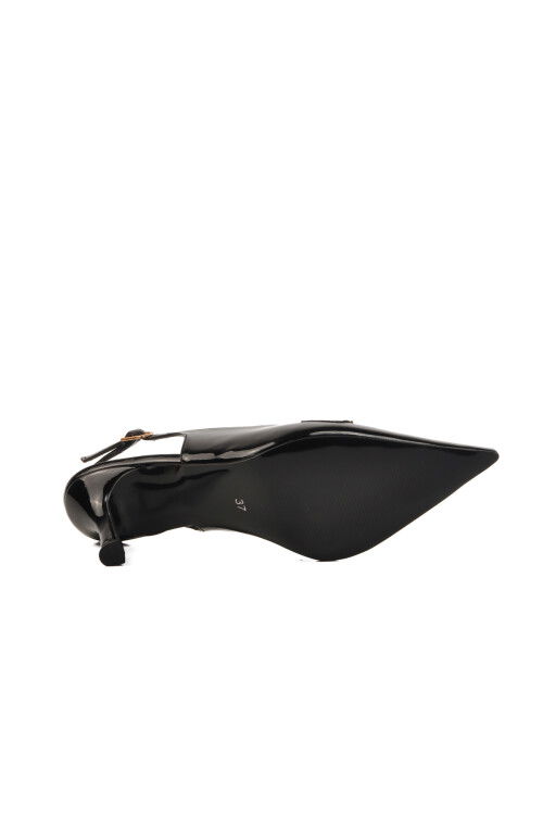 Black Patent Leather Thin Heeled Womens Evening Shoes 658224 Z