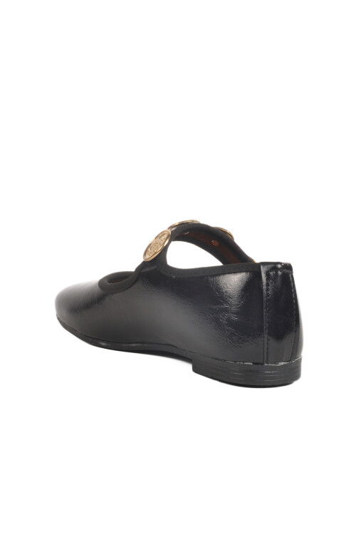 Black Patent Leather Light Thin Sole Belted Womens Ballerinas B-40 Z