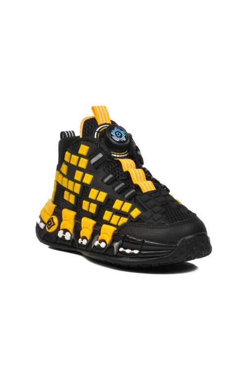 حذاء رياضي أصفر برباط شبكي للكاحل للأولاد موديل 1974 F