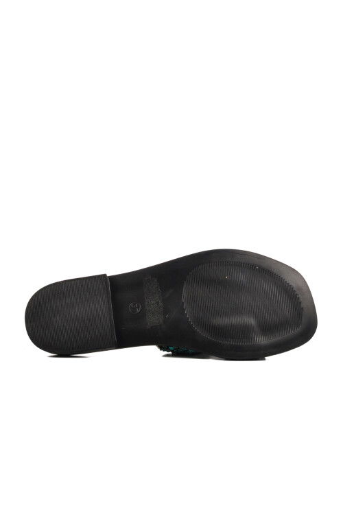 Black Stone Embroidered Thin Sole Lightweight Womens Slippers 246048 Z