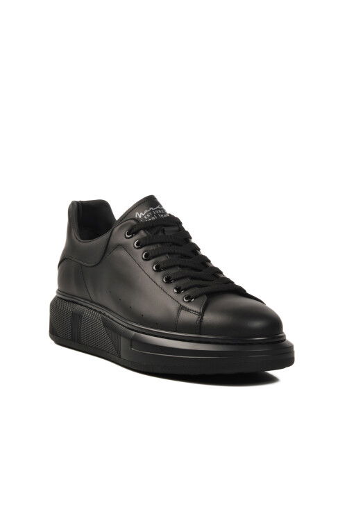 Black Genuine Leather Mens Sneakers 152-21028 M