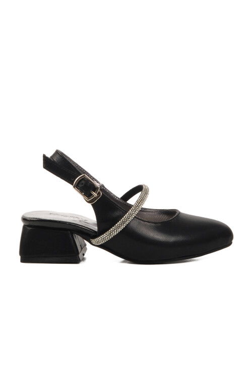 Siyah Taş İşlemeli Kız Çocuk Sandalet 253 RY 4091 P