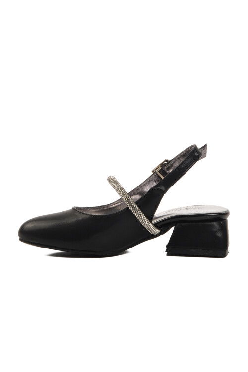 Siyah Taş İşlemeli Kız Çocuk Sandalet 253 RY 4091 P