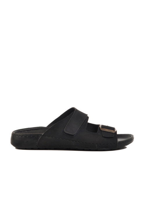 Black Double-Strap Lightweight Mens Slippers 80-004 M