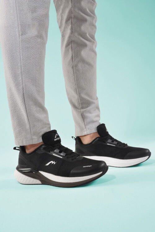 حذاء رياضي رجالي خفيف الوزن من إسفنج الذاكرة الشبكي باللون الأسود مقاس M-5247 M