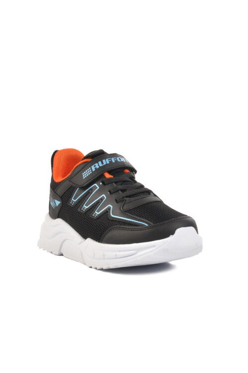 Black Orange Velcro Mesh Lightweight Boys Sneakers 2320 F