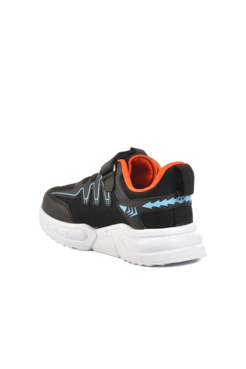 Black Orange Velcro Mesh Lightweight Boys Sneakers 2320 F