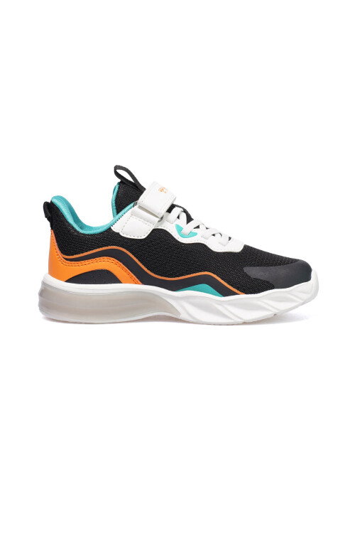 Siyah Cırtlı Fileli Hafif Işıklı Unisex Çocuk Spor Ayakkabı 900732 Hml Jojo Jr