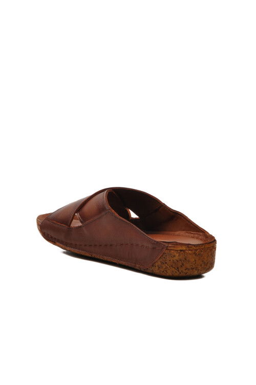 Tan Genuine Leather Womens Slippers 001 Z
