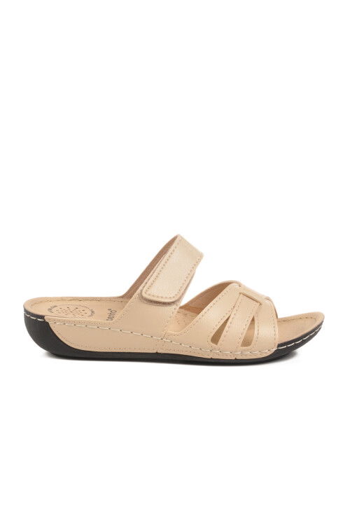Beige Velcro Anatomical Womens Slippers 16.058 Z