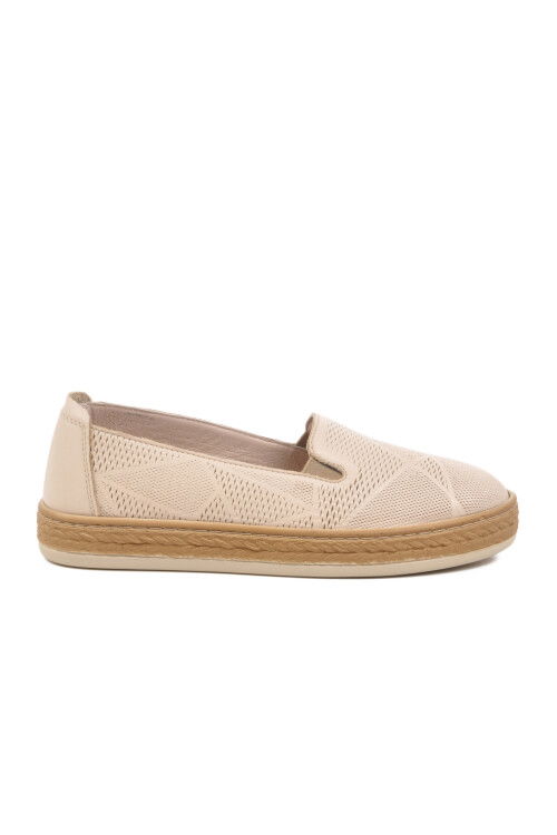 Beige Genuine Leather Anatomic Womens Casual Shoes F-2036 Z