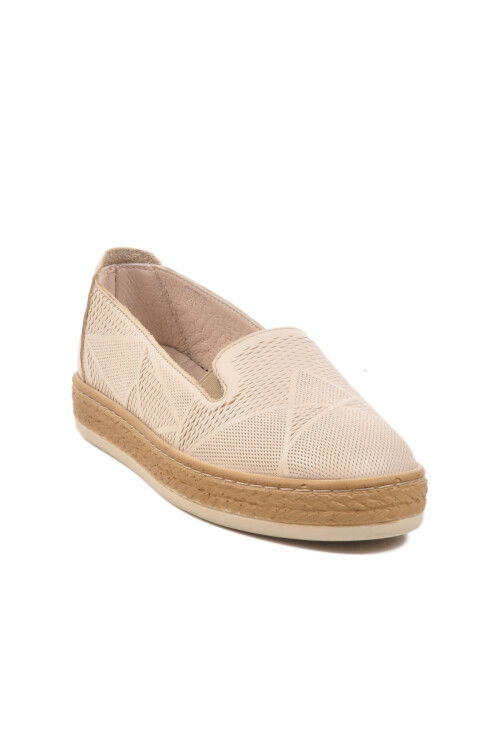 Beige Genuine Leather Anatomic Womens Casual Shoes F-2036 Z