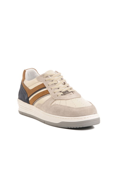 Beige Genuine Leather Mens Sneakers 4Y1987-2090 M