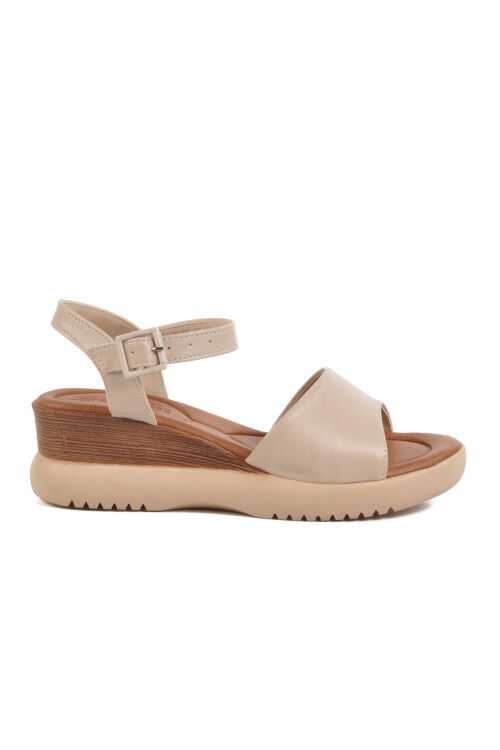 Beige Heeled Womens Sandals T-003 Z