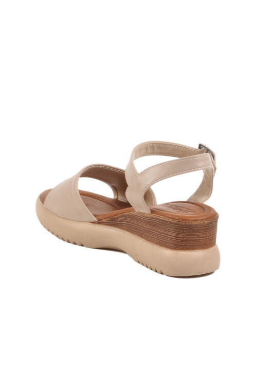 Beige Heeled Womens Sandals T-003 Z