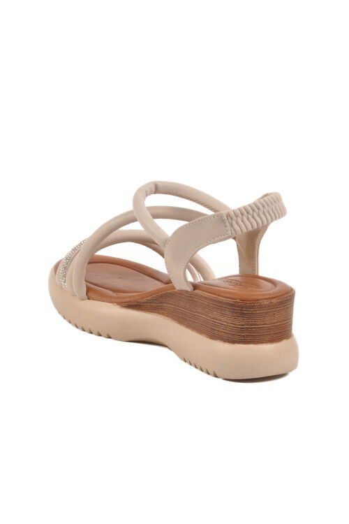 Beige Heeled Womens Sandals T-004 Z