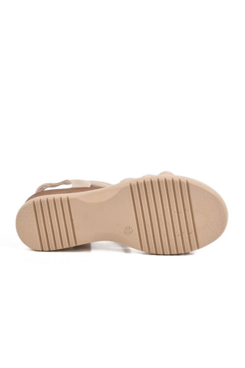 Beige Heeled Womens Sandals T-004 Z