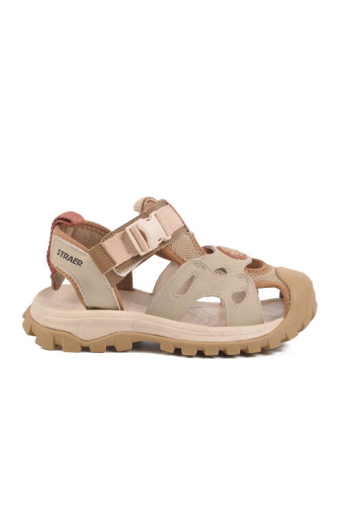 Beige Velcro Lightweight Unisex Childrens Sports Sandals 25Y614 F