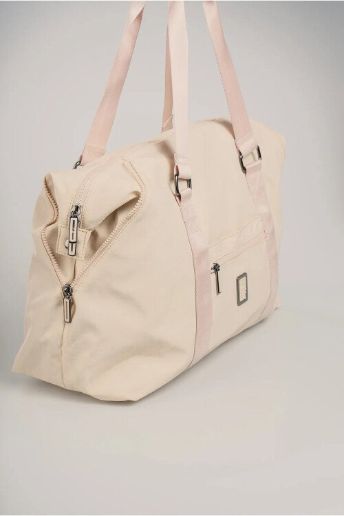 حقيبة يد وكتف نسائية من القماش البيج 17996