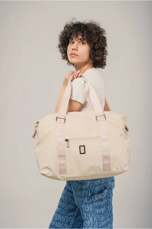 حقيبة يد وكتف نسائية من القماش البيج 17996