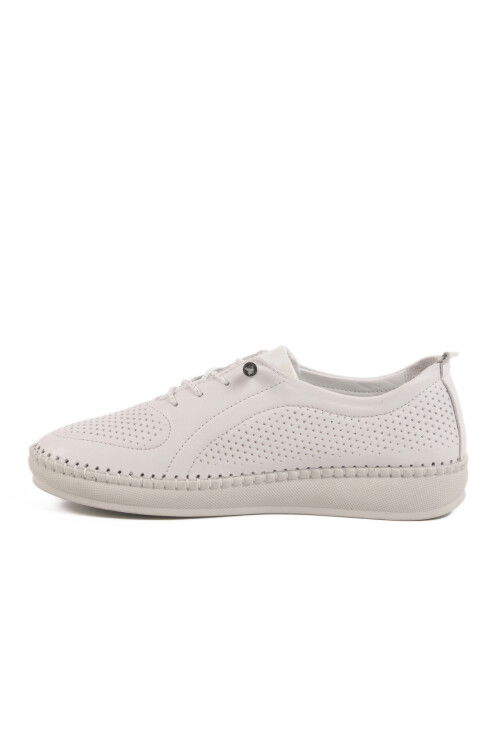 White Genuine Leather Womens Casual Shoes 212 Z
