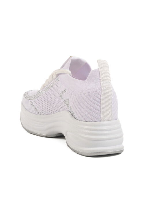 Beyaz Triko Kalın Taban Kadın Sneaker Lady 5002 Z