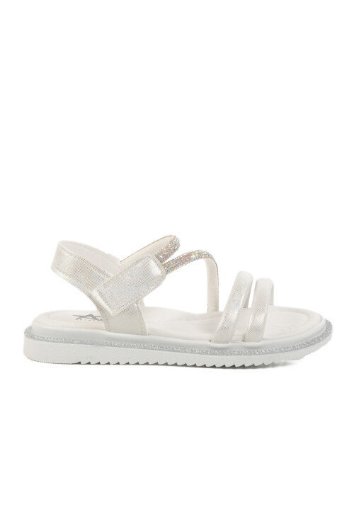صندل تقويمي للبنات أبيض لامع بشريط فيلكرو 25T103 P
