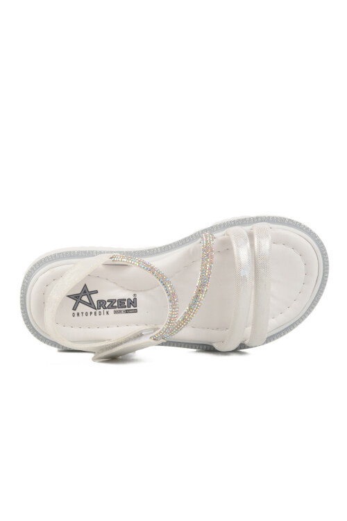 صندل تقويمي للبنات أبيض لامع بشريط فيلكرو 25T103 P