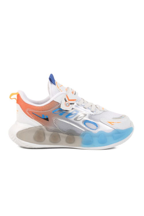 White Saks Velcro Mesh Boys Sneakers 2480 F