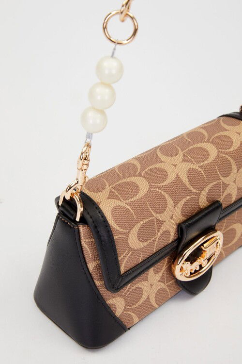 حقيبة كتف نسائية باللون الأسود الجملي 930431