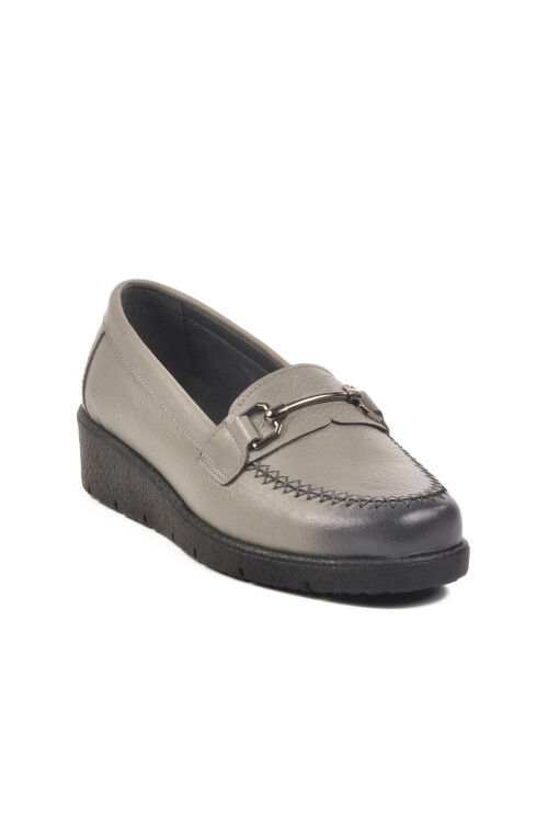 Gray Genuine Leather Womens Casual Shoes BB095 Z