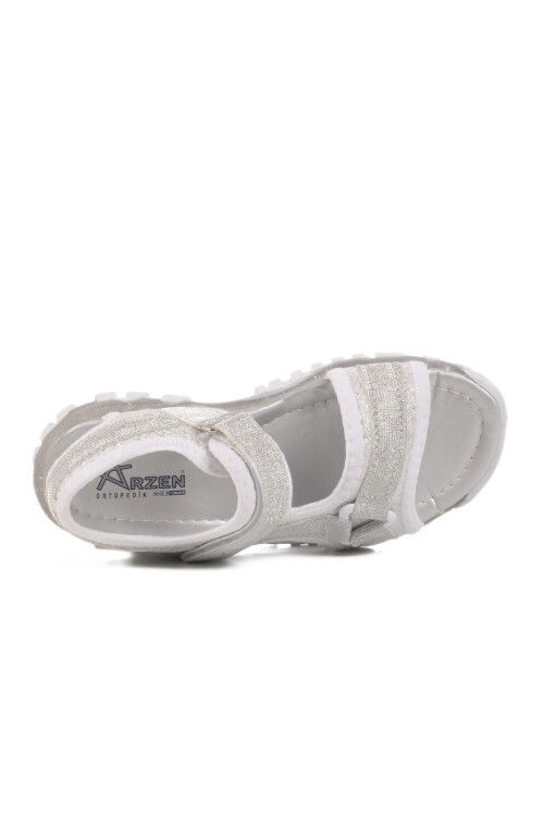 Silver Glitter Velcro Orthopedic Girls Sports Sandals 25T104 F