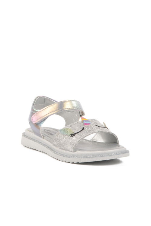 Silver Velcro Orthopedic Girls Sandals 25T105 F