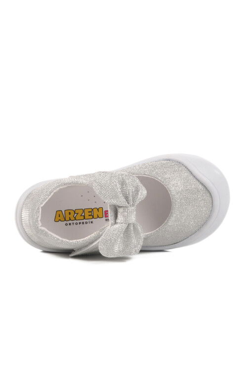 Silver Velcro Orthopedic Baby Girl Shoes 25T100 İA