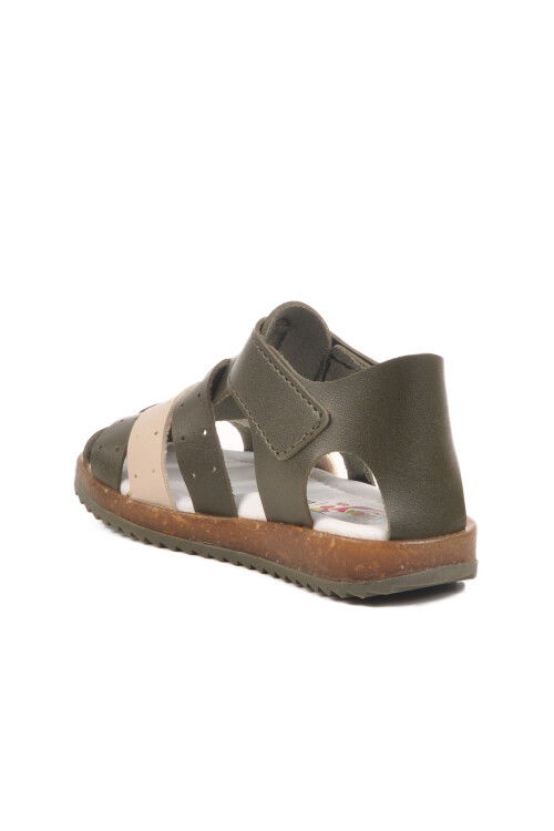 Khaki Beige Velcro Lightweight Unisex Childrens Sandals 17370 B