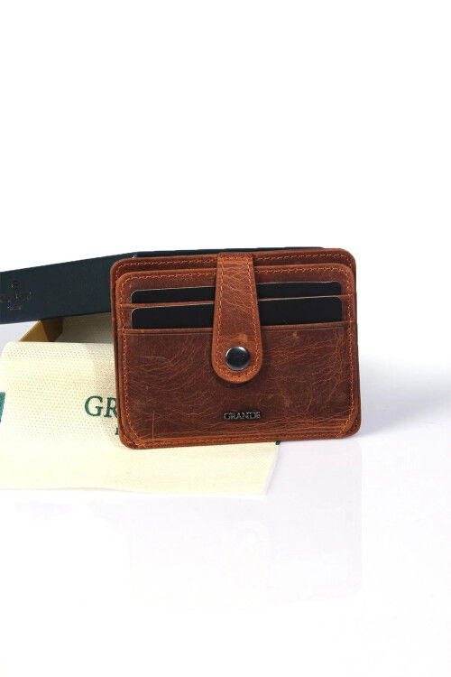 Brown Genuine Leather Mens Card Holder 746