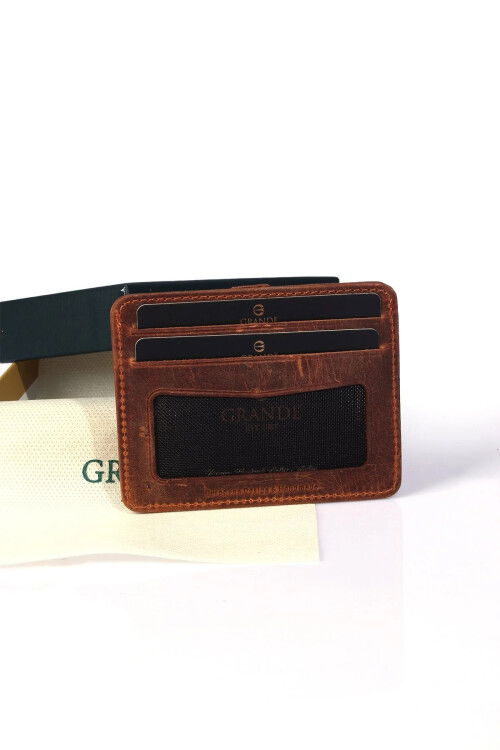 Brown Genuine Leather Mens Card Holder 746