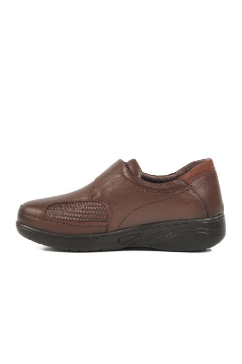 Brown Genuine Leather Velcro Anatomic Womens Casual Shoes 42633 Z
