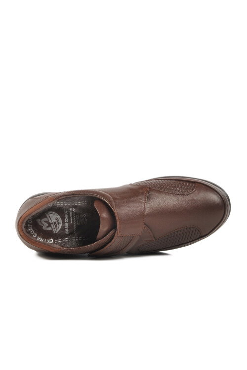Brown Genuine Leather Velcro Anatomic Womens Casual Shoes 42633 Z
