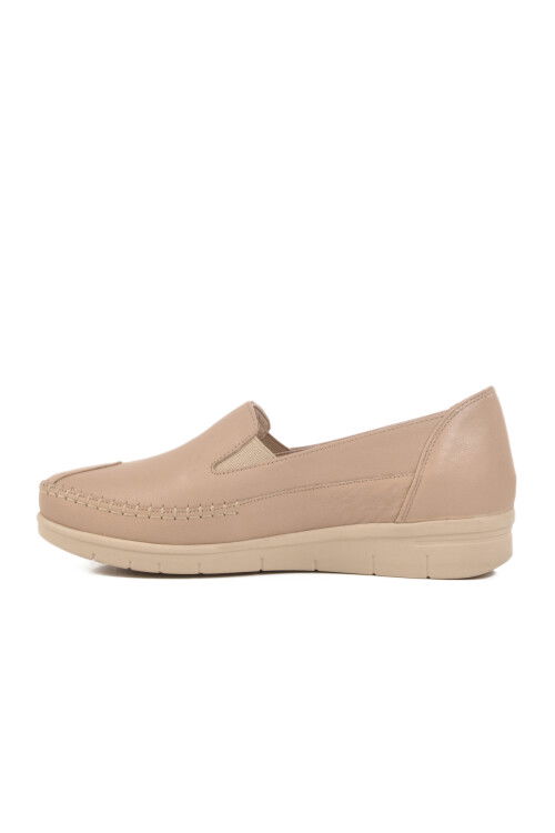 حذاء كاجوال نسائي تشريحي من الجلد الطبيعي باللون الكريمي 664 Z