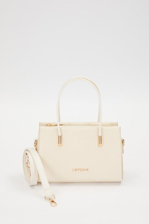 Cream Hidden Pocket Detailed Womens Hand and Shoulder Bag 930257