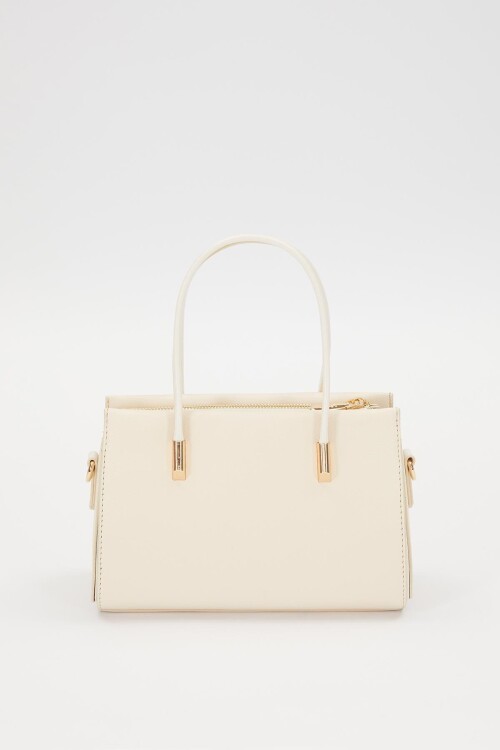 Cream Hidden Pocket Detailed Womens Hand and Shoulder Bag 930257