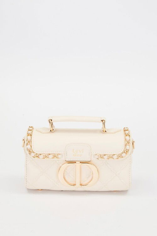 حقيبة كتف كريمية بحلقة معدنية 930427