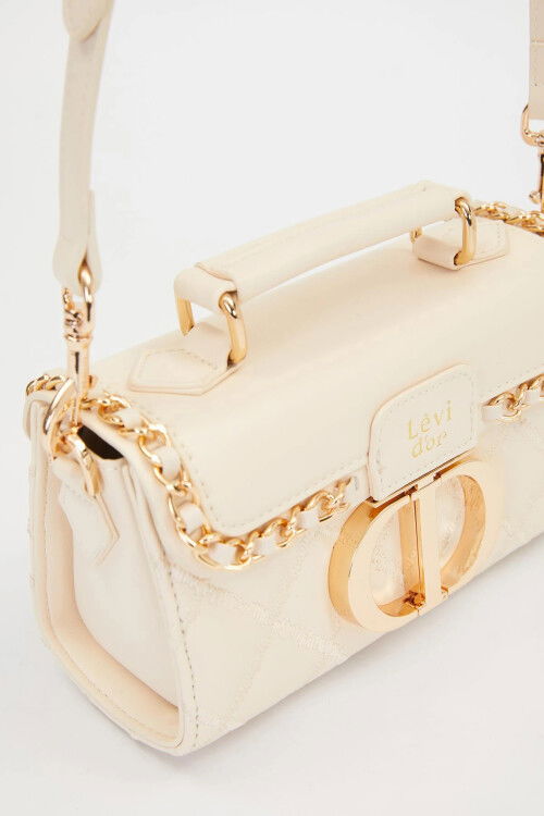 حقيبة كتف كريمية بحلقة معدنية 930427